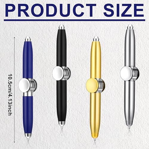 HEQU 4 Pieces Spinning Fidget Pen Fidget Ballpoint Pen Metal Writing Tool Practical Pen Stress Reducer Ballpoint Pen with LED Light thumbnail 5