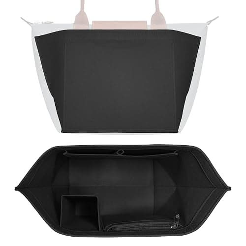 HomeGadget Organisateur de Sac à Main pour Longchamp Taille L - Organiseur Le Pliage pour Shopper - Organizer pour Femme en Feutre - Noir - Image 1