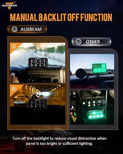 Auxbeam RGB 8 Gang Switch Panel 5.3 Inch RB80 XL with Off Backlight Toggle Momentary Pulsed Switch Pod for Truck ATV Offroad Marine Multifunction Waterproof Circuit Relay System Box, 2 Years Warranty thumbnail 5