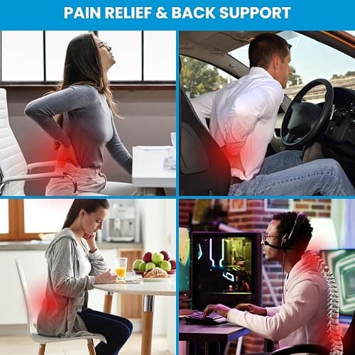 Lumbar Support Pillow for Office Chair, Office Home Essentials,Stocking Stuffers,Back Support Pillow for Car, Chair Cushions,Back Pain Relief Improve Posture,Mesh Cover Double Adjustable Straps thumbnail 4