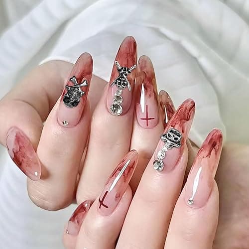 3D Halloween Nail Charms, 75 Pcs Retro Ghost Claws Spider Skull Metal Nail Art Charms Skeleton Pumpkin Nail Gems Rhinestones Nail Accessories for Nail Decorations DIY Crafts (Multi-Colored) thumbnail 6