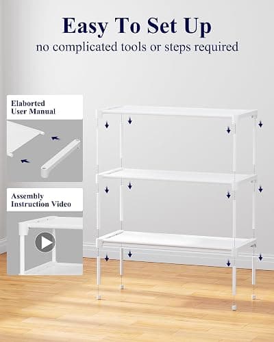 Kitsure Shoe Rack - Non-Woven Shoe Rack Shelf, Shoe Organizer for Closet, Entryway, Garage & Corridor, Stackable Shoe Shelves, 27.5" Wide - 3 Tier, White | Shoe Organizer for Closet, Entryway, Garage, Stackable Shoe Shelves, college dorm&apartment essentials thumbnail 6