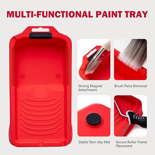 Mister Rui Mini Paint Roller Kit-13 Piece, 4-Inch Microfiber Paint Rollers with Ergonomic Handle, Small Roller Paint Brush, Paint Tray with 3 Liners, Perfect for House Painting, Trim, and Touch-Ups thumbnail 3
