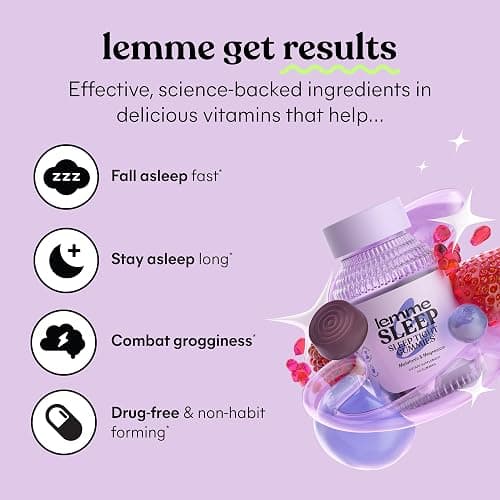 Lemme Sleep Gummies with 5mg Melatonin, 30-Day Supply | 5 mg Melatonin, Elderberry, Magnesium, L-Theanine, Chamomile, Lavender, Drug-Free Sleep Aid, Gluten & Gelatin Free, Non GMO thumbnail 2