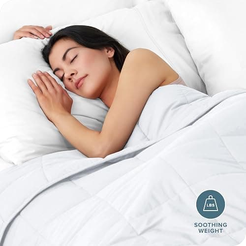 Bare Home Weighted Blanket Twin or Full Size 7lb (40" x 60") - All-Natural 100% Cotton - Premium Heavy Blanket Nontoxic Glass Beads (White, 40"x 60") thumbnail 3