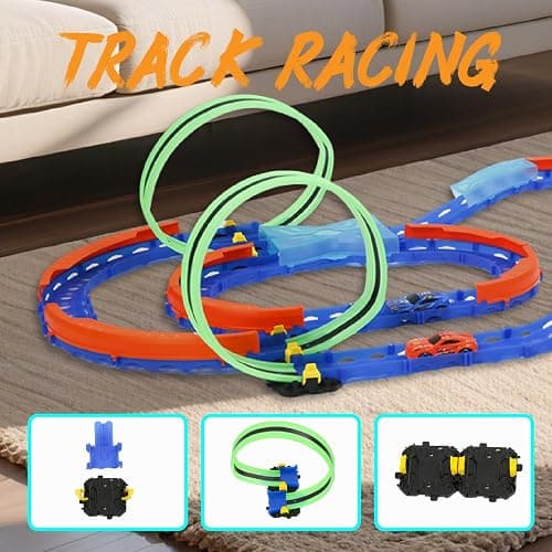 Insgen Slot Car Race Track Set with 2 High-Speed Cars,Racing Game with 2 Controllers, Electric Remote Control Track Car, Learning Toy for Boys and Girls Ages 3-12, Gift for Kids(Medium) thumbnail 6
