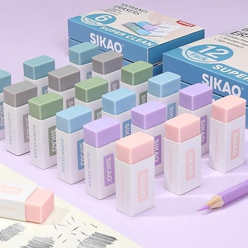 Morandi Erasers, 12 Pack Aesthetic Block Pencil Erasers – Soft Neutral Colors, Smudge-Free Latex-Free Erasers for School, Office, Journaling & Drawing thumbnail 5