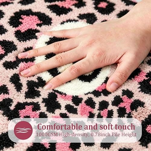 LIFEISLE Pink Cheetah 8 Ball Rug 31" Round Leopard Print Area Rug - Soft Plush Modern Aesthetic Rug for Bedroom, Living Room, Dorm Decor, Trendy Room Decor for Women & Teens thumbnail 2