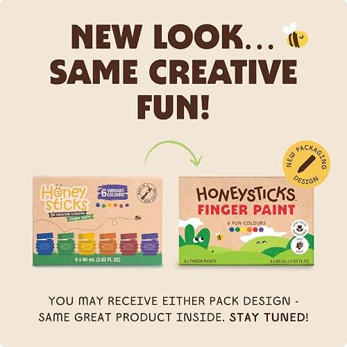 Honeysticks Non Toxic Finger Paint (6 Bright Colors), Washable from Skin, Safe Finger Painting for Toddlers, Kids Ages 1-3, 2-4, 3-5, Perfect First Paint for Little Artists Age 1+, Water Based, Eco thumbnail 8