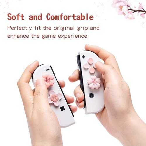 GeekShare Silicone Cross D-Pad Button Caps Set Cute Joystick Cover - ABXY Key Buttons Sticker Compatible with Switch/OLED Joy Con - Sakura thumbnail 2