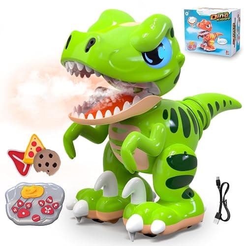P&C Remote Control Dinosaur Toys for Kids Rechargeable Robot Velociraptor Toy with Spraying,Sound Effects,Dancing,RC Dino for Boy&Girl 3-12 STEM Gifts for Kid - Image 1