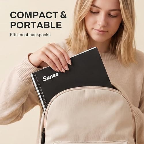 SUNEE Spiral Notebook, 2-Subject, College Ruled Paper, 6" x 9-1/2", 80 Sheets, Spiral Notebooks for School, Black thumbnail 7