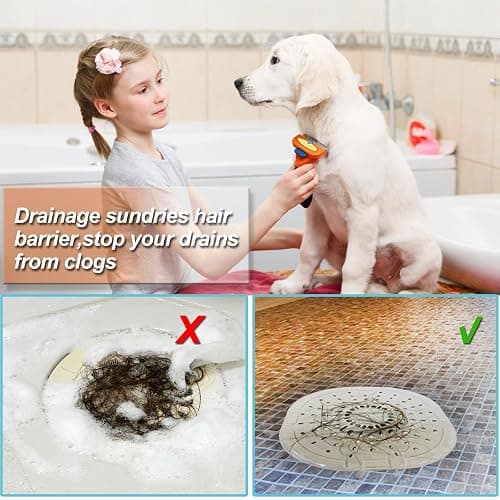 Hair Drain Catcher,Square Drain Cover for Shower Strong Adhesion Silicone Hair Stopper with Suction Cup,Easy to Install Suit for Bathroom,Bathtub,Kitchen 2 Pack (Cream White) thumbnail 4
