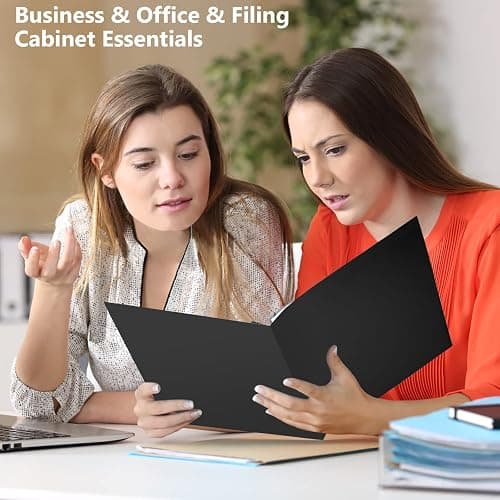 HABGP 6 Pack Black File Folders with Pockets and Business Card Slot, Letter Size Plastic 2 Pocket Folders for Documents, Office Filing Cabinet Folders, School Supplies for College Students thumbnail 2