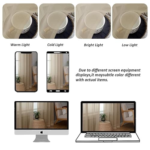 Chyhomenyc Taupe Sheer Curtains 84 Inches Long 2 Panels Set- Light Filtering Curtains for Bedroom, Soft Airy Voile Rod Pocket Living Room Window Drapes, 42Wx84L Inches, 2 PCS thumbnail 8