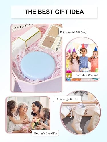 Getinbulk Compact Mirror for Purse, Double-Sided 1X/2X Magnifying Metal Pocket Makeup Mirrors(Round, Light Blue) thumbnail 7
