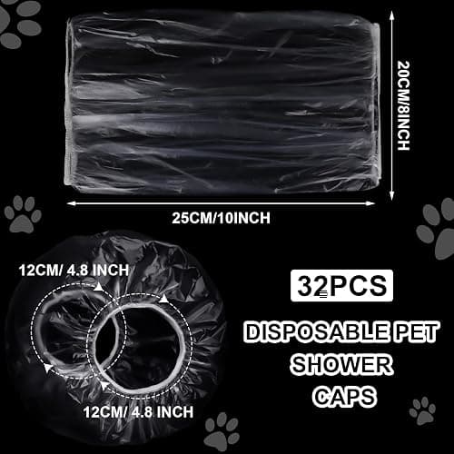 Weewooday 32 Pieces Disposable Pet Shower Caps - Plastic Dog Ear Covers for Bathing, Drops, Guard - Transparent Overhanging Ears Protection for Puppy, Kitten, Small Pets Bath, Shower, Rain Water thumbnail 3