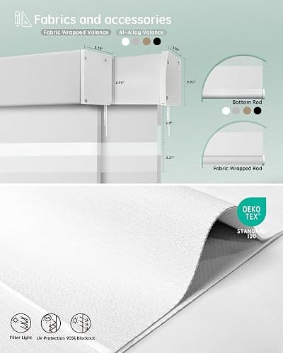 Yoolax Motorized Zebra Blinds Compatible with Alexa, Smart Dual Layer Shades with Privacy Light Control, Electric Horizontal Window Blind Customized Size for Home Office (White Matte) thumbnail 5