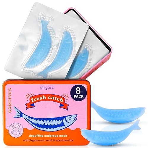 SpaLife Fresh Catch Hydrogel Under Eye Patches for Dark Circles | Sardine Under Eye Patches for Puffy Eyes | Niacinamide & Hyaluronic Acid Undereye Masks | Pack of 8 Pairs (8 Undereye Treatments). - Image 1