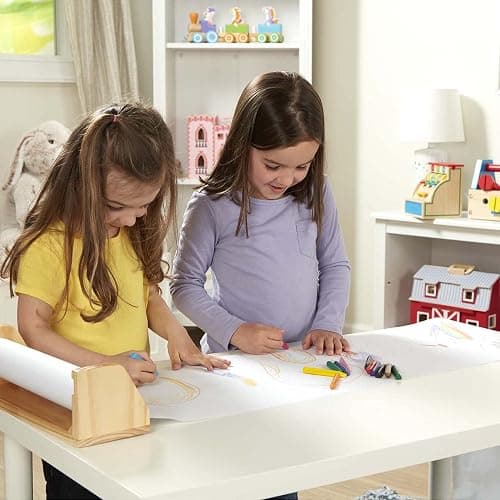 Melissa & Doug Wooden Tabletop Paper Roll Dispenser with 12” x 75-Foot White Bond Paper & Roller, Art Supplies for Drawing, Painting, Crafting & Origami, Arts & Crafts Supplies for Kids Ages 3+ thumbnail 2