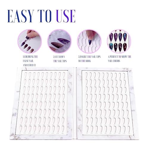 Acycoin2A 160 Colors Nail Color Display Book Gel Polish Swatch Chart Salon Tools Diy Art Showing Shelf Coloring Board with 240 Nail Tips and Number Sticker Label (A) thumbnail 4
