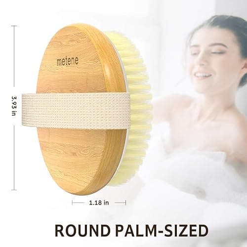 Metene 2 Pack Bamboo Dry Body Brushes, Shower Brush Wet and Dry Brushing, Dry Brush for Cellulite and Lymphatic, Body Scrubber with Soft and Stiff Bristles, Suitable for All Kinds of Skin thumbnail 5