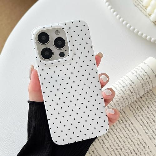 ZTOFERA for iPhone 16 Pro Case with Cute Aesthetic Polka Dot, Fashion Simple Dot Print Pattern for Women Men,Soft TPU Slim Glossy Shockproof Case Cover(White) thumbnail 2