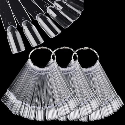 150Pcs Clear Swatch Sticks With Ring - Oval Square Stiletto Tips for Display Samples, Gel Polish Palette Color Chart, Manicure Practicing Tools, Nail Salon Supplies (Square) - Image 1