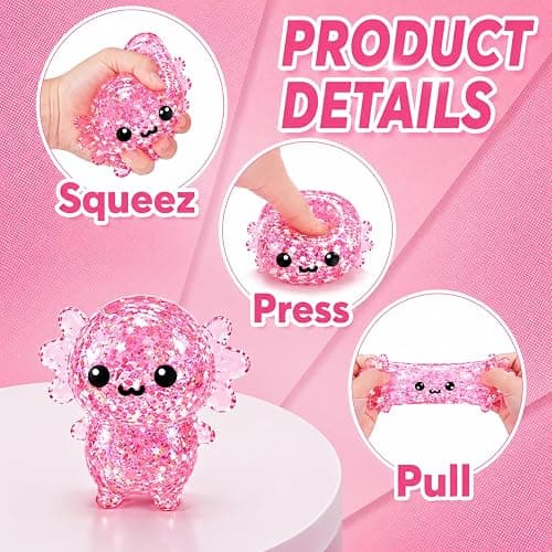 12PCS Axolotl Squishy Toy for Kids,Cute Bulk Axolotl Squishies Fidget Stress Ball Toys Squeeze Set for Kid Girls Boys Birthday Party Favors Gifts thumbnail 3