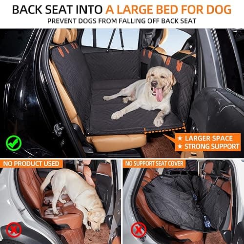YJGF Back Seat Extender,Dog Seat Cover for Back Seat,Hard Bottom Car Seat Cover for Dogs,Dog Hammock for Car,Back Seat Pet Cover for Dogs(Black) thumbnail 2