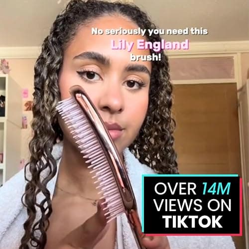 Lily England Detangling & Styling Brush - Pain-Free Brush for Curly Wet & Dry Hair With Flexible Bristles - Easy to Hold Rose Gold Brush for Women's 3c to 4c Curls thumbnail 4