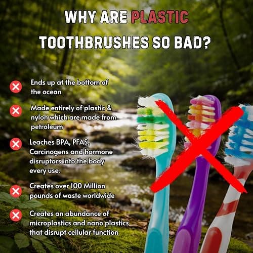 Naturifyze Boar Bristle & Bamboo Toothbrush (4 Pack) - Authentic Boar Bristles - Biodegradable - Plastic Free - Bamboo & Boar Bristle thumbnail 4