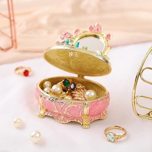 QIFU Elegant Pink Dressing Table Style Enamel Jewelry Trinket Box, Unique Gift for Family thumbnail 6