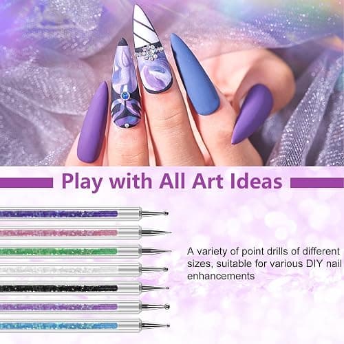 Artdone 9PC Nail Art Brushes Set double-ended, Liner Brush, Dotting Pen, Gel Polish Painting Tools For Nail Art Design thumbnail 7
