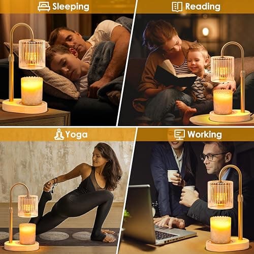 Candle Warmer Lamp with Timer: Modern Style Adjustable Height Candle Warmer Lamp Home Decor Safe Flame Free for Wax Blocks and Jar Candles thumbnail 7