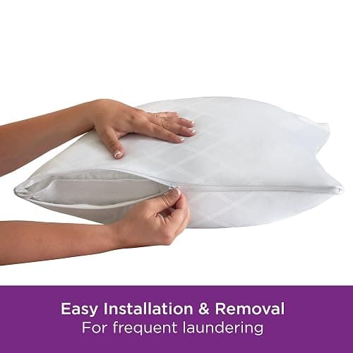 Set of 4 Standard/Queen AllerEase Pillow Protectors - Temperature Balancing, Allergist Recommended - Premium Breathable, Zippered Protectors thumbnail 2