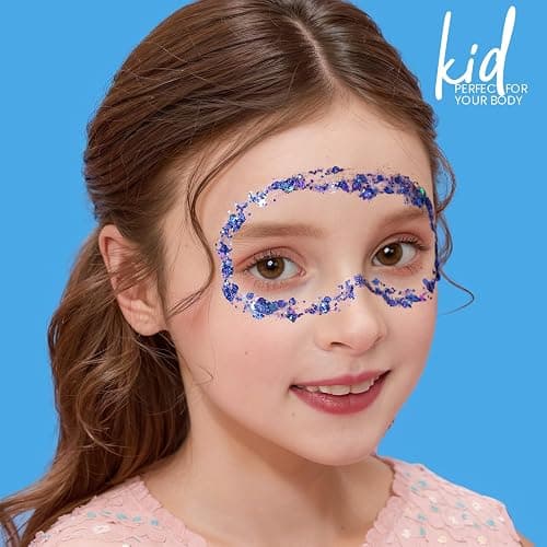 Teenitor Blue Body Glitter, Face Glitters, Body Glitter Gel, Hair Glitter Gel, 80g/2.8oz Holographic Blue Glitter Makeup for Face Body Hair thumbnail 2