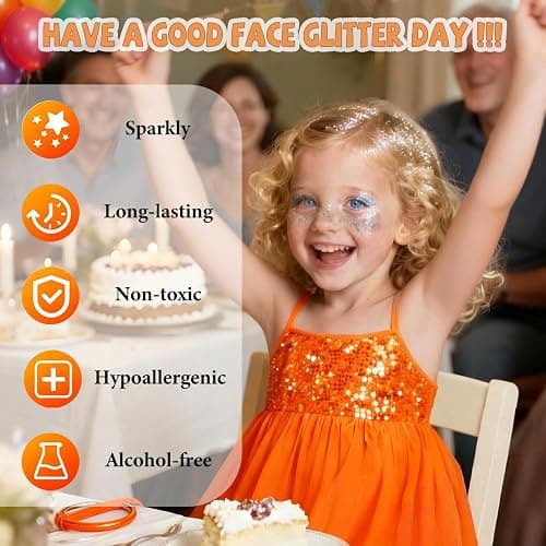 Body Glitter Face Glitter, Hair Glitter for Kids, 12 Shapes Fine Chunky Glitter Gel for Women Girls Makeup Sparkles Party Mermaid Sequins Rave Accessories Singer Concerts Festival (White Scheme) thumbnail 3