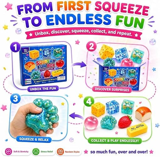 Squishy Box Mystery Set (#A) | 8 Pcs Squishies, Soft Squeeze Fidget Toys, Malt Sugar Blind Box, Fun Gift for Kids Teens and Adults thumbnail 3