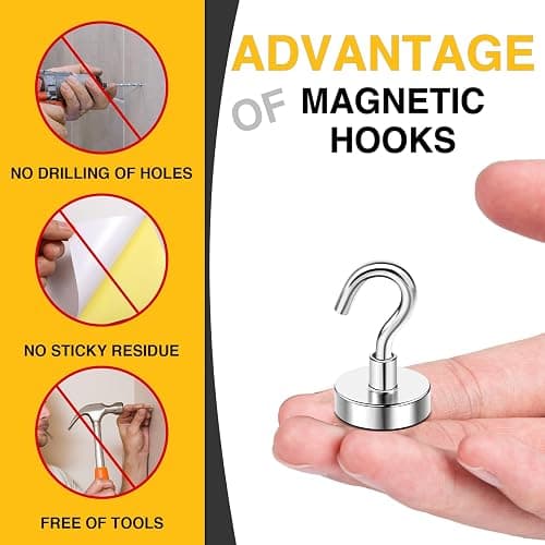 DIYMAG Magnetic Hooks, 30lbs+ Magnet Hook 2026 Cruise Cabin Ship Essentials Heavy Duty Strong Magnets Refrigerator Fridge Hanging for Classroom Beach Vacation Kitchen Grills Home 20 Pack (Silver) thumbnail 6