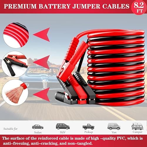 LIANXIN Car Roadside Emergency Kit, with Jumper Cables Automotive Kit,Car Safety Roadside Assistance Kit Headlamp,Tow Straps, Safety Hammers, Rainwear, Gloves.Black thumbnail 2