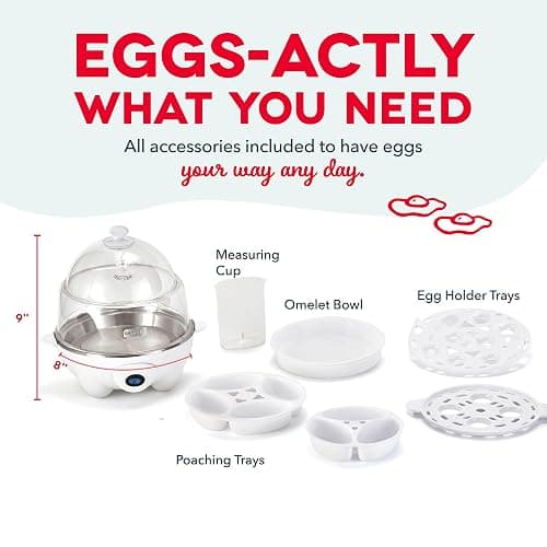 DASH Deluxe Rapid Egg Cooker for Hard Boiled, Poached, Scrambled Eggs, Omelets, Steamed Vegetables, Dumplings & More, 12 capacity, with Auto Shut Off Feature - White thumbnail 2