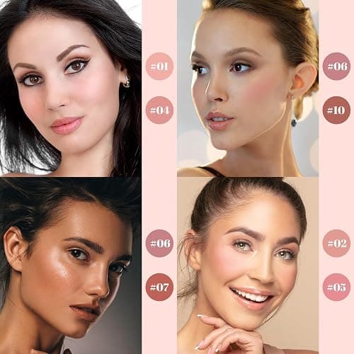 10 Color Blush Palette: Lightweight Face Powder Blush - Smooth Long-lasting Makeup Powder For Cheeks - Buildable Color Women Makeup Blush thumbnail 7