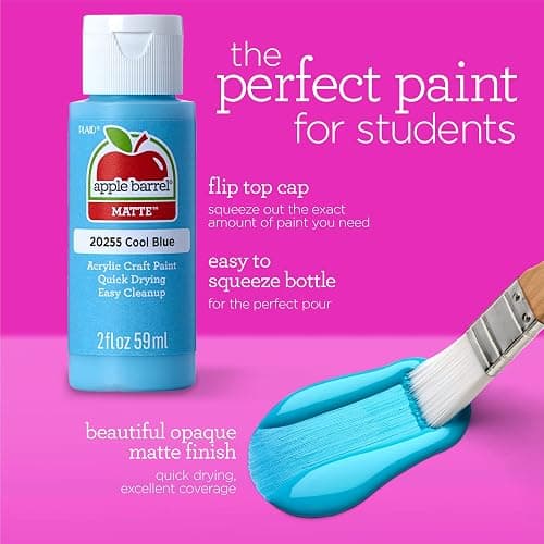 Apple Barrel Art Lessons Paint and Brush Set, 34 pc Kit Including 23 2 fl oz Apple Barrel Acrylic Paint Colors, 1 2 fl oz bottle of Mod Podge Matte, 10 FolkArt Brushes, 6 Video Lessons And More thumbnail 8