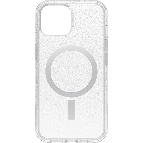 OtterBox iPhone 15, iPhone 14, and iPhone 13 Symmetry Series Clear Case - Stardust (Clear/Silver), Snaps to MagSafe, Ultra-Sleek, Raised Edges Protect Camera & Screen - Clear/Glitter - Image 1