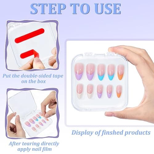 Press on Nail Box,30 Sets Display Case Artificial Nails Display Storage Box with 60 Pcs Adhesive Double Sided Tape Press On Nail Packaging for Nail Salon thumbnail 3