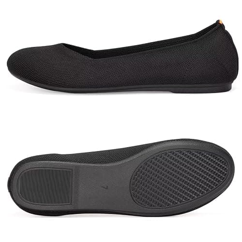 Frank Mully Women's Ballet Flats Round Toe Walking Flats Slip On Work Shoes Knitted Flats Shoes for Woman Soft Lightweight thumbnail 5