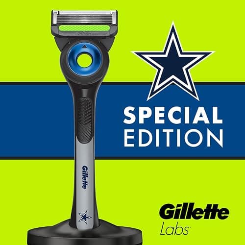 Gillette Labs Special NFL Cowboys Edition Shaving Razor for Men - 1 Handle, 1 Razor Blade Refill, Perfect for Game Day Grooming, GilletteLabs with Exfoliating Bar thumbnail 7