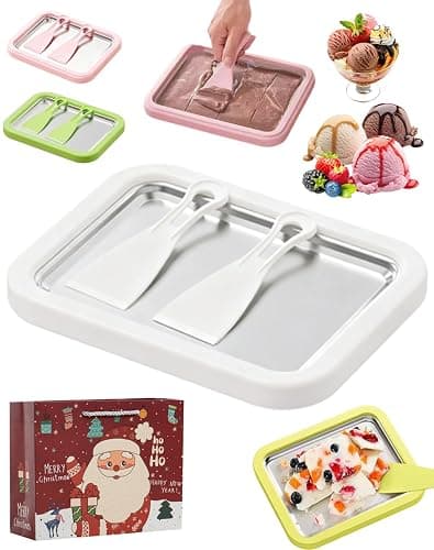 Rolled Ice Cream Maker - At Home Rolled Ice Cream Maker Kit with Instant Freeze Tray & 2 Scrapers, DIY Rolled Ice Cream Tray Maker for Kids, Homemade Ice Cream Fun Activity for All Ages (White) - Image 1