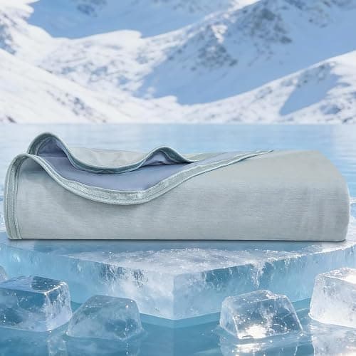 CHOSHOME Cooling Blanket for Hot Sleepers - Summer Blanket Thin Soft Lightweight Breathable Double Side Enhanced Cooling for Hot Flashes, Night Sweats, Bed, Couch (Ice Blue, 90 x 108 inches) thumbnail 9